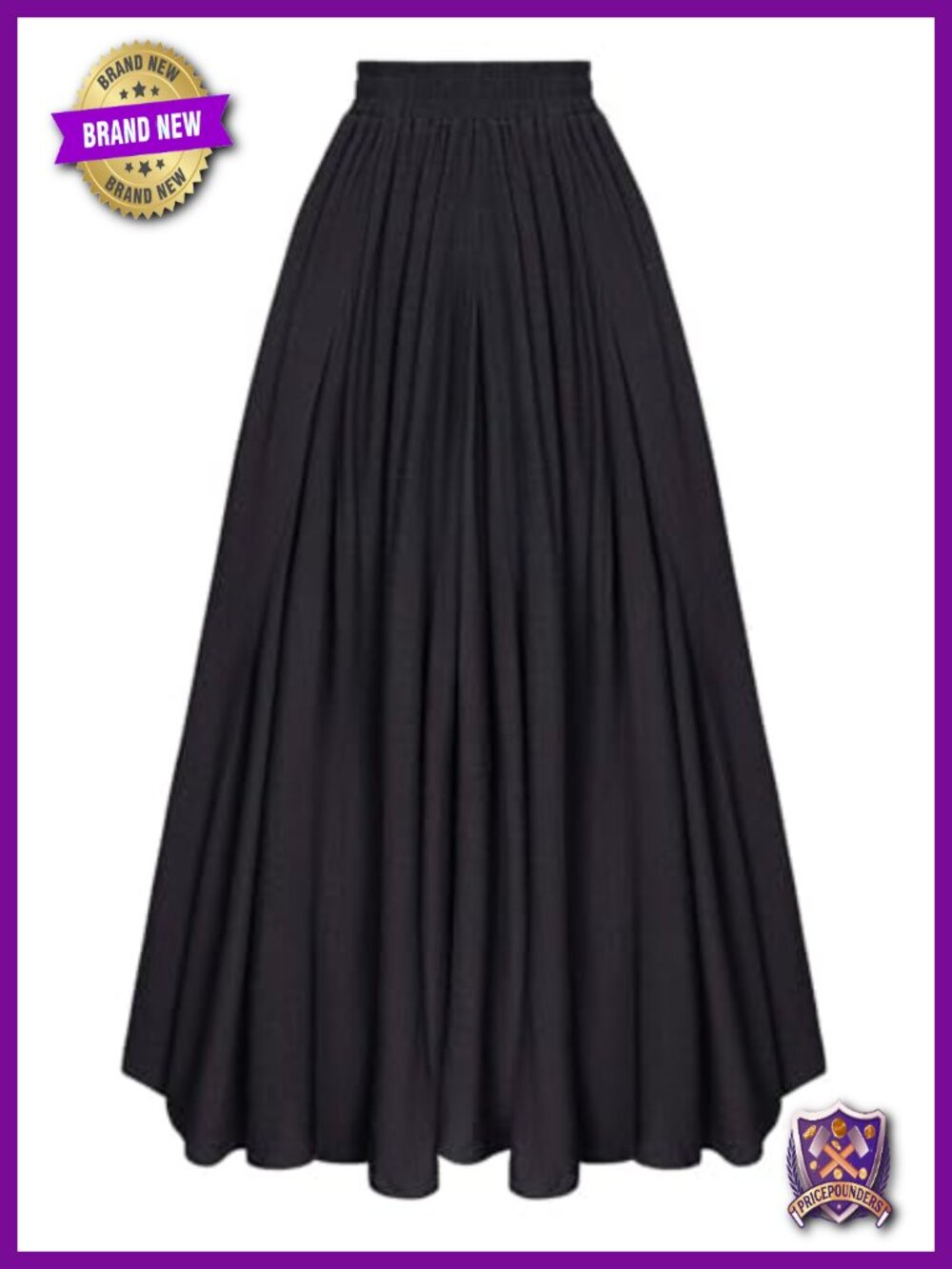A-Line Maxi Skirt with Pockets, Elastic Waist, Flowy Boho Renaissance